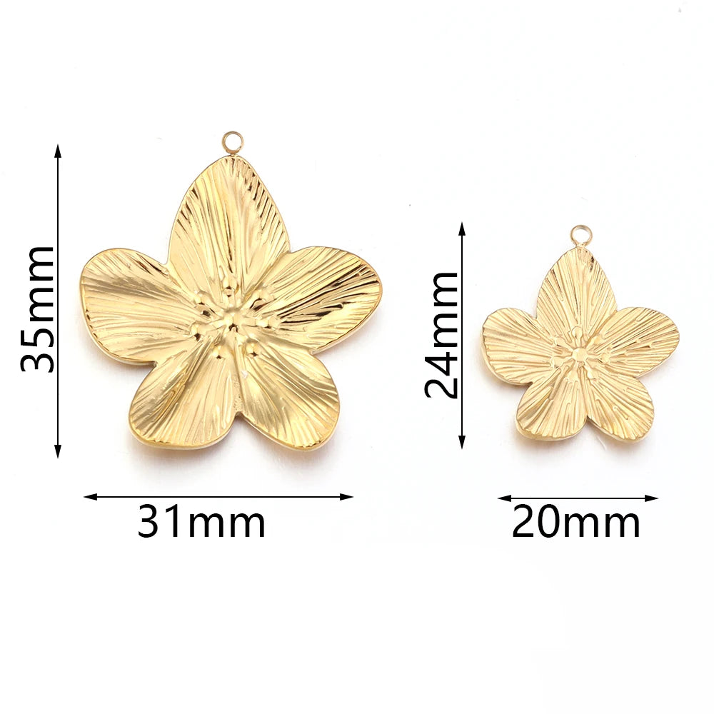 2pcs Stainless Steel Flower Charms for DIY Jewelry Making Jewelry Making Charms PLUSH