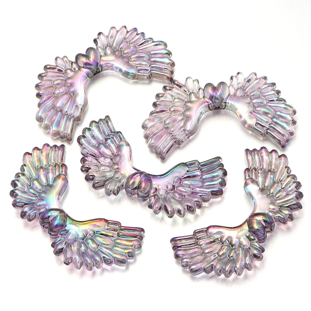 5pcs AB Angel Wings Acrylic Spacer Beads – DIY Jewelry Making Acrylic Spacer Beads PLUSH gray purple