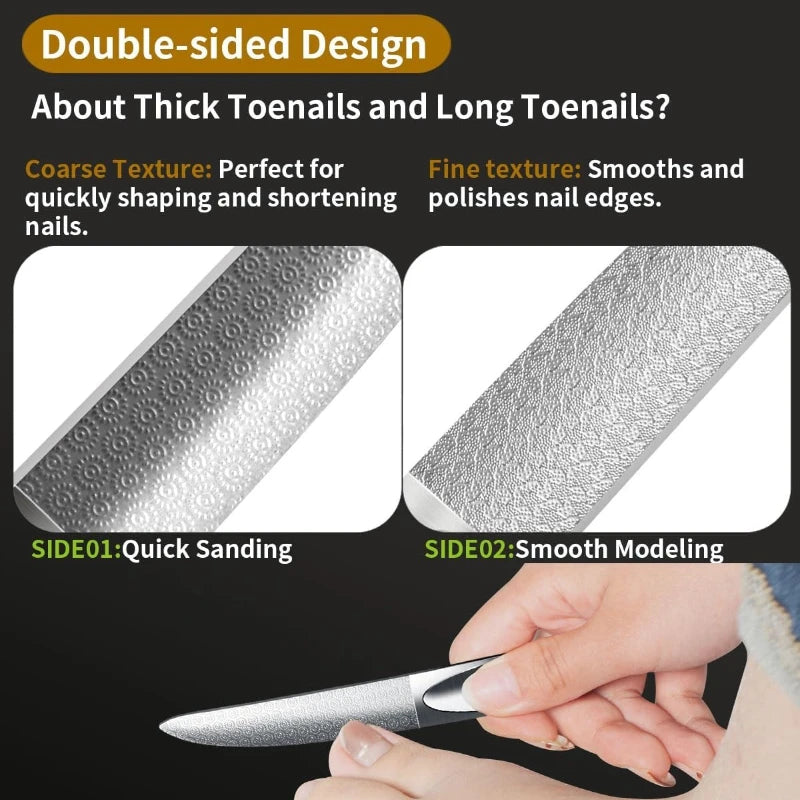 Curved Double-Sided Stainless Steel Nail File for Thick Toenails Nail File PLUSH