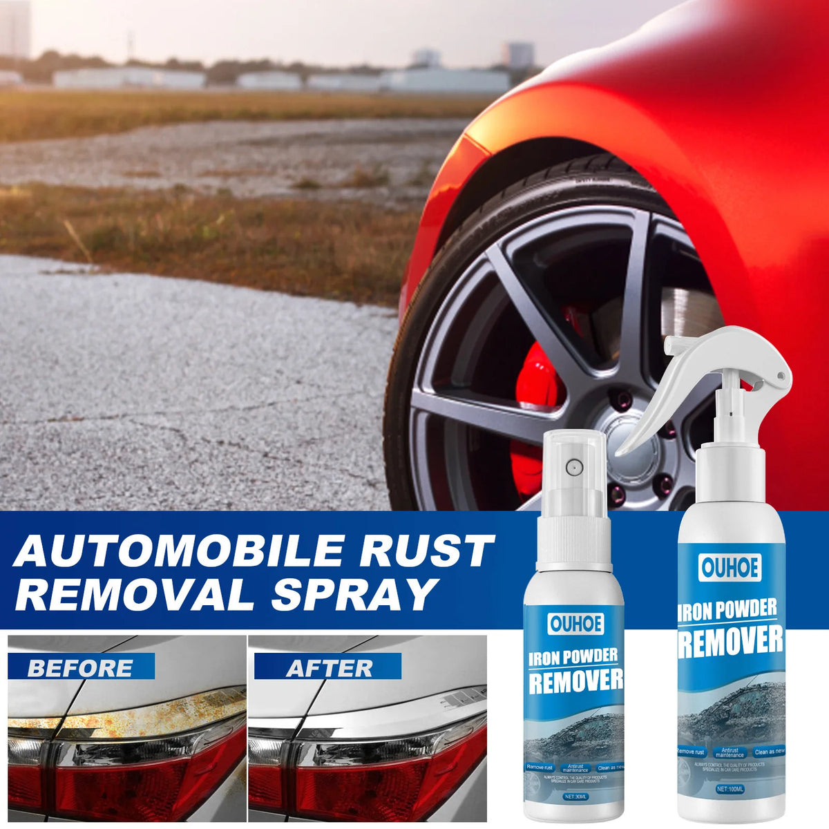 RayHong Metal Rust Remover Spray 30ml/100ml – Auto Parts Polish Rust Remover Spray PLUSH