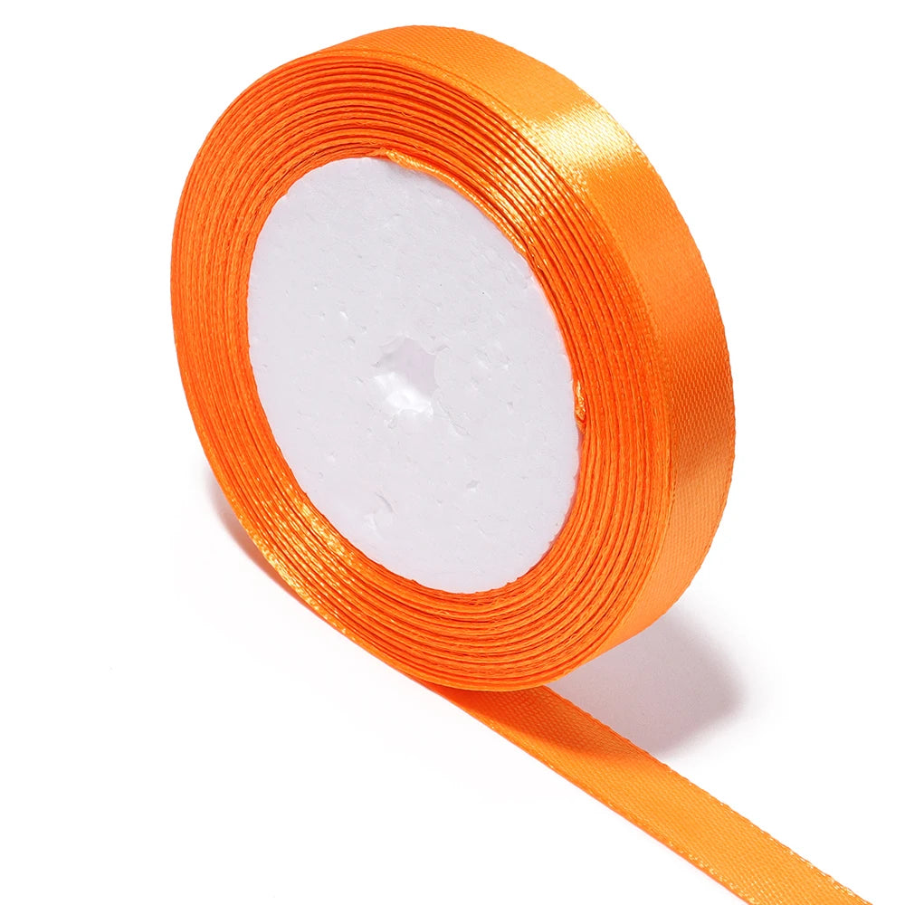 Orange Satin Ribbon 25 Yards – DIY Gifts & Wedding Décor Satin Craft Ribbon PLUSH 12mm 25yards