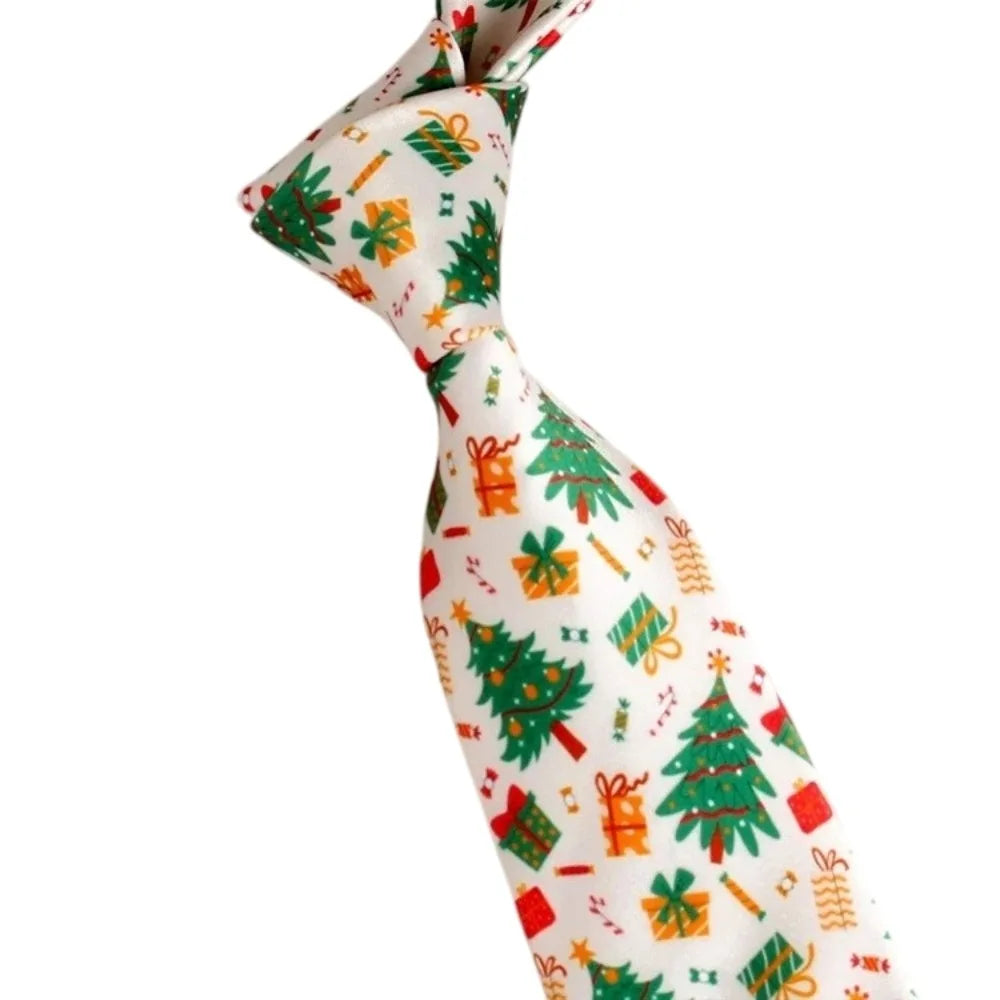Men's Adjustable Christmas Necktie – Santa & Reindeer Tie Holiday Necktie PLUSH Style 4