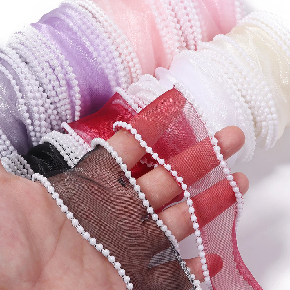 5 Yards Pearl Edge Wave Organza Ribbon – DIY Weddings & Crafts Craft Ribbon Trim PLUSH