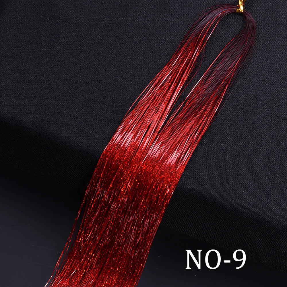 Rainbow Hair Tinsel Glitter Strands – 120pcs, 93cm Hair Tinsel Extensions PLUSH NO-9